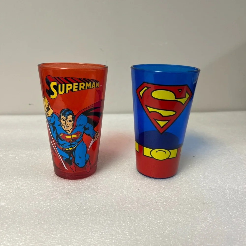 Red & Blue Superman Pint Glass Set Man Of Steel 16oz DC Comics